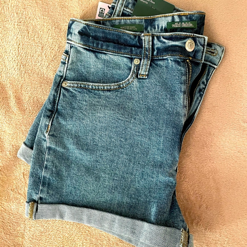 High-Rise Rolled Cuff Jean Shorts